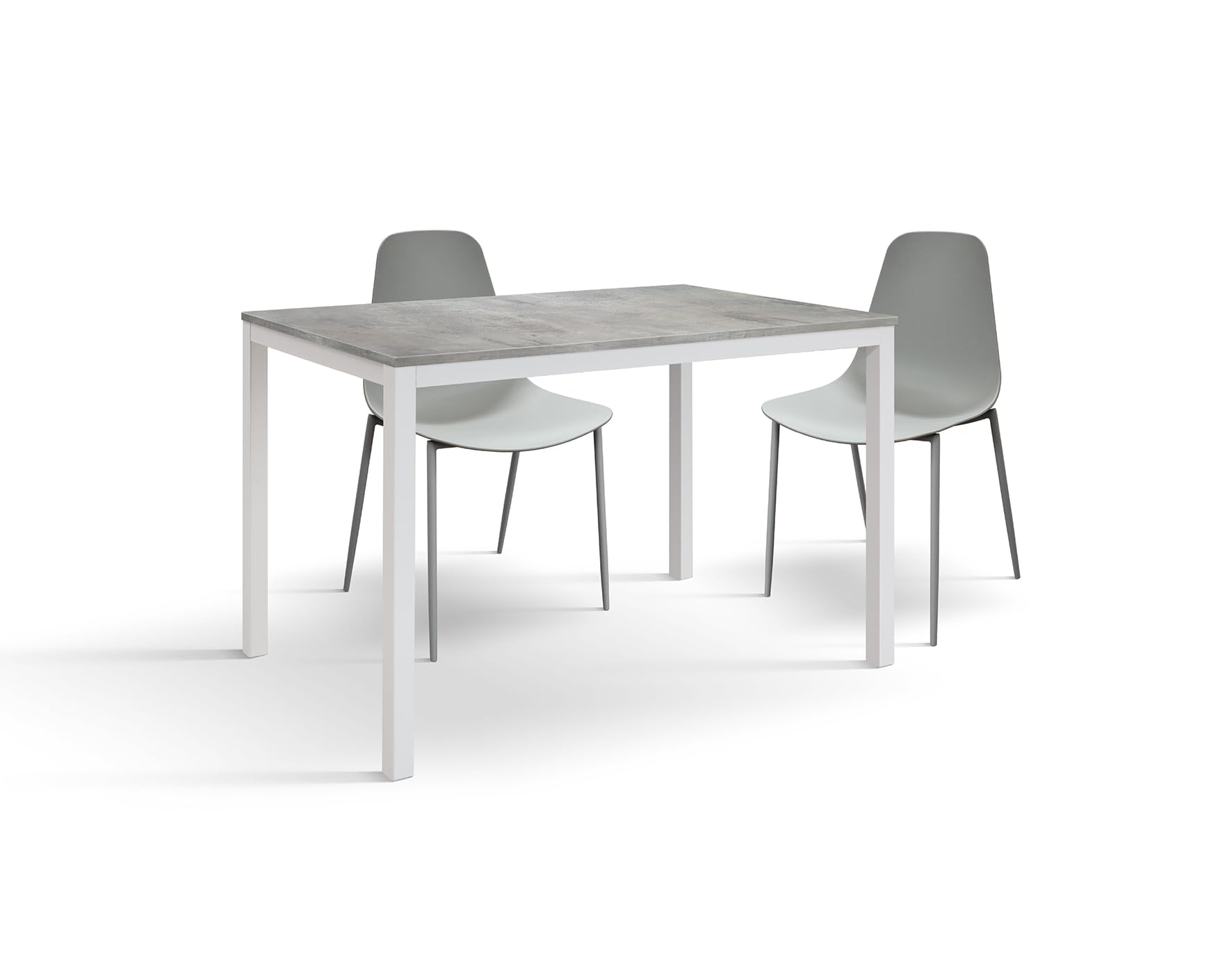 PAZZO DESIGN Tavolo fisso Augusto, Grigio Cemento, Gambe Bianche, Cucina, Soggiorno, Scrivania, Made in Italy, 110x68x75 cm - id_2103