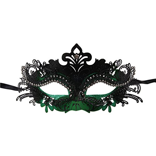 Vanki 1 PCS Masquerade Mask Laser Cut Metal Shiny Rhinestone Party Mask