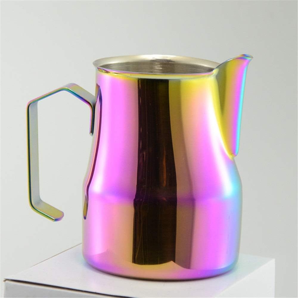 Milk Frothing Pitcher Stainless Steel Milk Frothing Pitcher Jug for Coffee Latte Art(D,350ml)