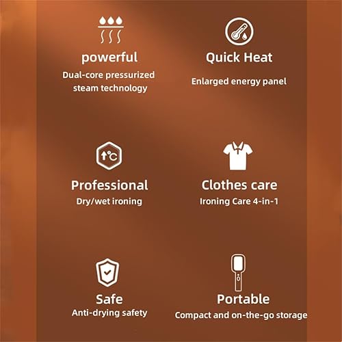 Miniatura 2 de DAUTAI Plancha de vapor portátil de viaje, calentamiento rápido, portátil, 2 en 1, removedor de arrugas de tela y plancha para ropa, vaporizador de