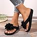 3D Floral Sandals for Women 2026 Dressy Flatform Thongs Flip Flops Summer Beach Vacation Fashion Casual Flip Flops Elegant Flower Trim Slippers (Black, US Footwear Size System, Adult, Women, Numeric, Wide, 7.5)