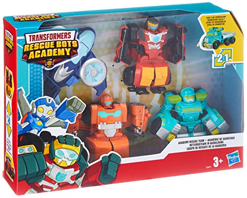 Transformers Rescue Bots - Coffret de 4 Robots Secouristes 12cm - Jouet Transformable 2 en 1