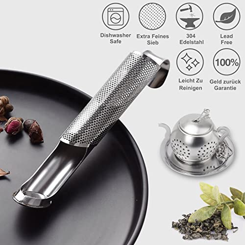 2 Filtros de té, Difusor de té de Acero Inoxidable, Filtro de té de Hojas Sueltas Colador de té de Malla de Mango Largo… - Imagen 5