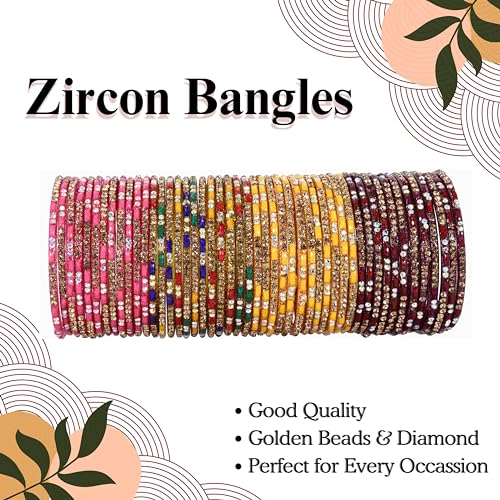 Glass Bangles With Zircon Stone Fancy Set - KS5-Combo_B-2.6