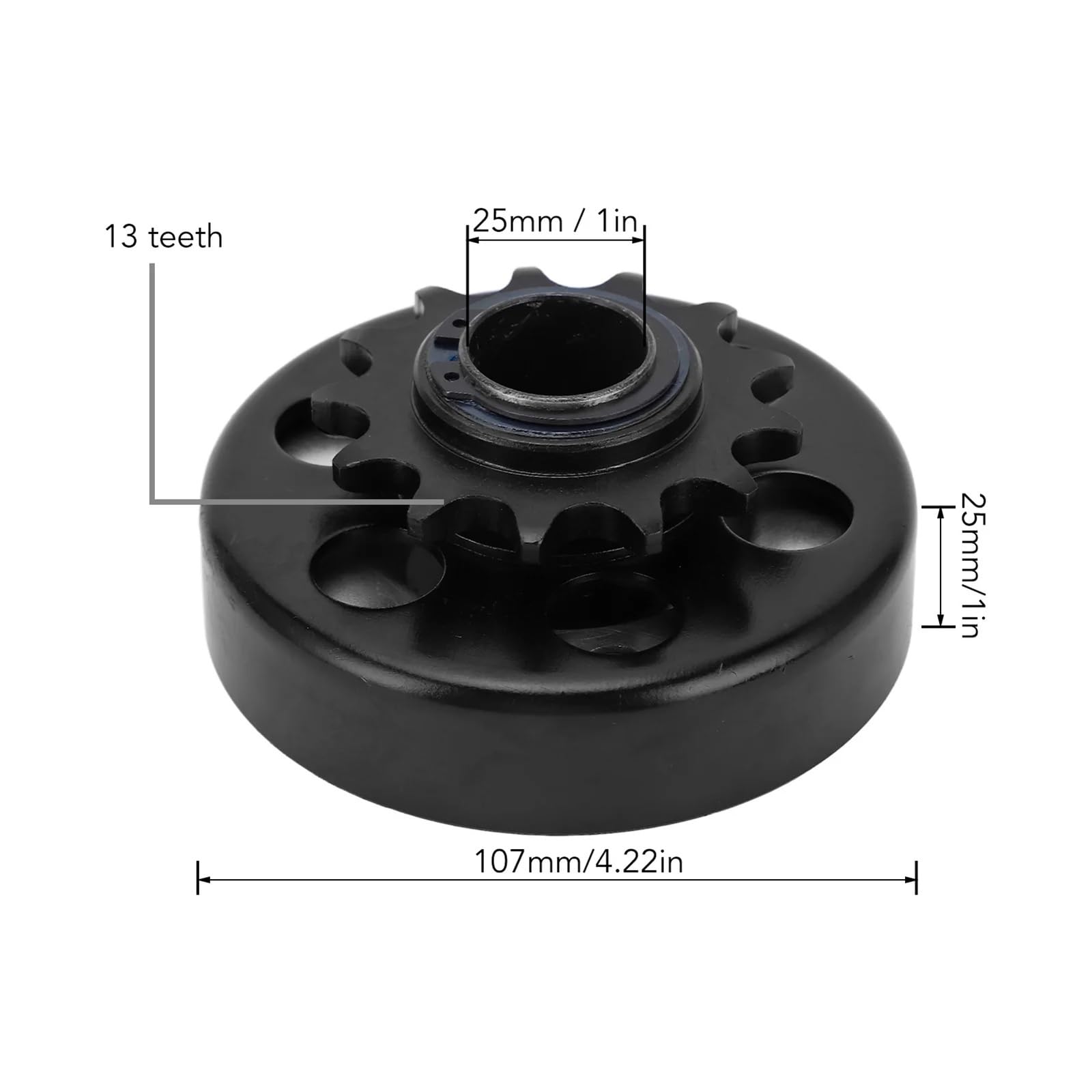 Kit frizione completa Frizione centrifuga con foro in metallo da 1 pollice, 13 denti, 2300 giri/min, 13 CV, frizione per impieghi gravosi, per catene da 40, 41 e 420