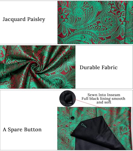 Image of DiBanGu Mens Paisley Suit Vest Silk Jacquard Waistcoat and Necktie Set Formal Shawl Collar Dress Vest 7PCS for Wedding Party