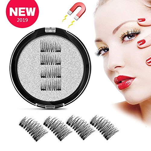 Dual Magnetic Eyelashes Lightweight & Easy to Apply Best 3D Reusable Magnet Lashes Extensions 2 Magnets Natural Look False Lashes (4PCS)