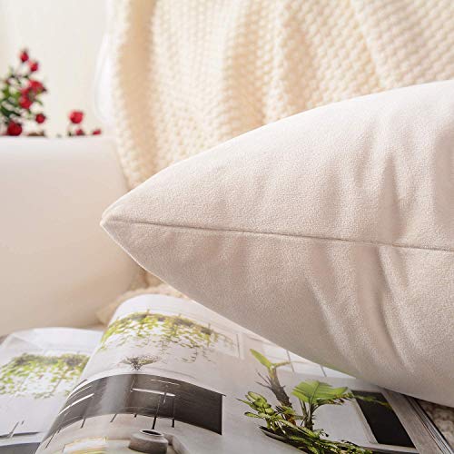 Image of Modern Homes (Pack of 2) Velvet Cushion Covers Plain Sofa Cushion Covers Pillow Covers for Living Room and Bedroom (16x16 inches, Cream)