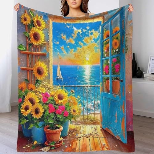 Couverture 3D paysage côtier en microfibre 180x200 cm - 6