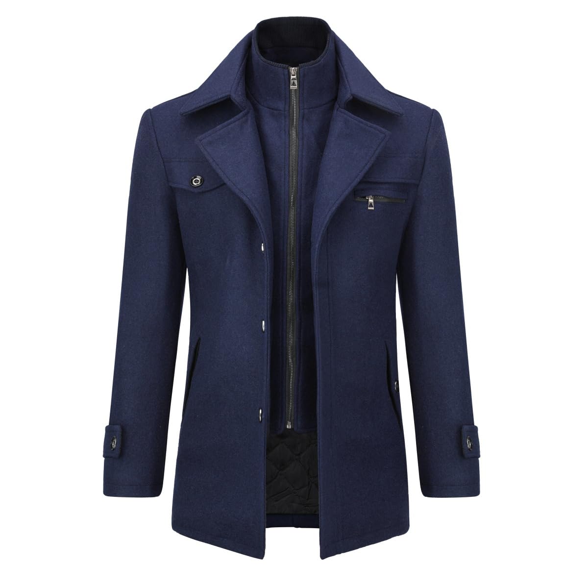 Allthemen Cappotto da Uomo in Lana Trench Slim Fit da Lavoro Corto Business Trench Coat Soft Touch Calda Invernale Coat