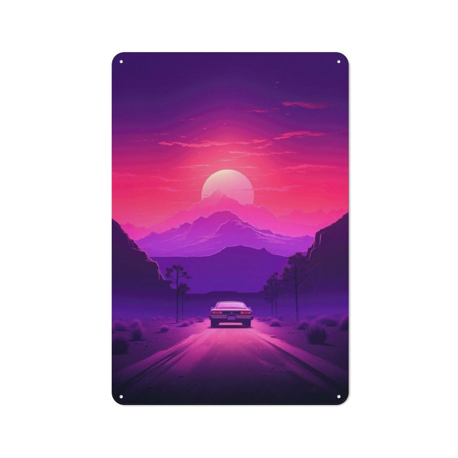 Junmoney Synthwave Sunset Car Retro Tin Sign 30X20cm For Man Cave Or Games Room, For Collectors Decorating Games Rooms And Man Caves