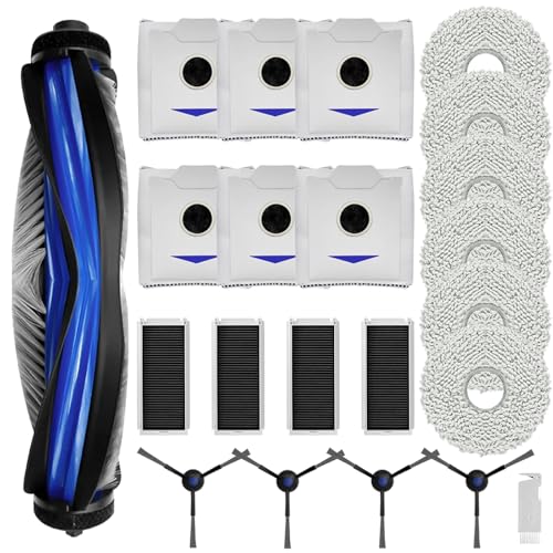 Cleptorize Kit d'accessoires pour ECOVACS DEEBOT N30 PRO OMNI/ N30 PRO/ N30 OMNI, Pièces de Rechange 1 Brosse Principale, 6 Serpillières, 6 Sacs à Poussière, 4 Filtres HEPA, 4 Brosses Latérales