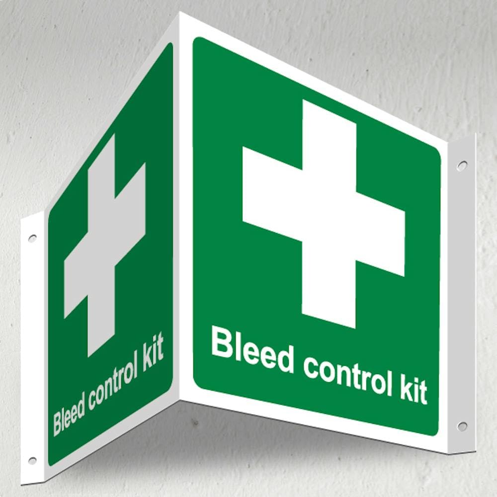 V Safety Bleed Control Kit - 3D Corridor Sign 340 x 150 mm - 3mm Indoor Palboard Safety Sign