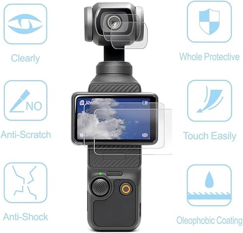 Miniatura 4 de Protector de lente y protector de pantalla para DJI Osmo Pocket 3 Accesorios con 2+2 unidades Cubierta de película de pantalla LCD de vidrio
