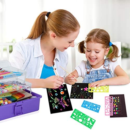 VOLINFO Arts and Crafts Supplies for Kids- 1600+ PCS DIY Craft Kits Including Scratch Paper Art Set, Pipe Cleaners, Folding Storage Box, Preschool Homeschool Craft Set, Gift for Toddlers Age 4 5 6 7 8 9(Purple) 6 51Z2uw5buOL. AC