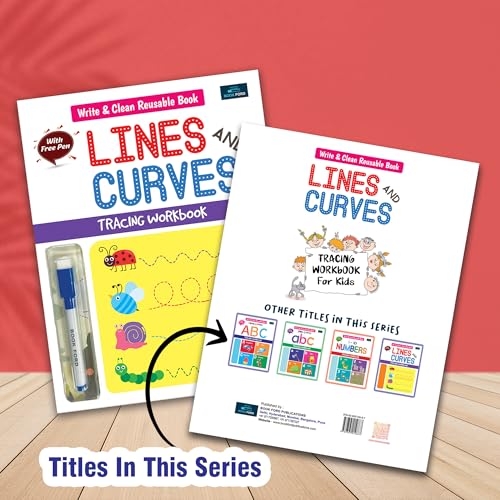 Image of Lines and Curves Write and Clean Reusable Book for kids, Childrens and Toddlers - Early Tracing Workbook, Fun Pattern and activities, Mazes, Puzzle Games - Ages 2+ Years: English
