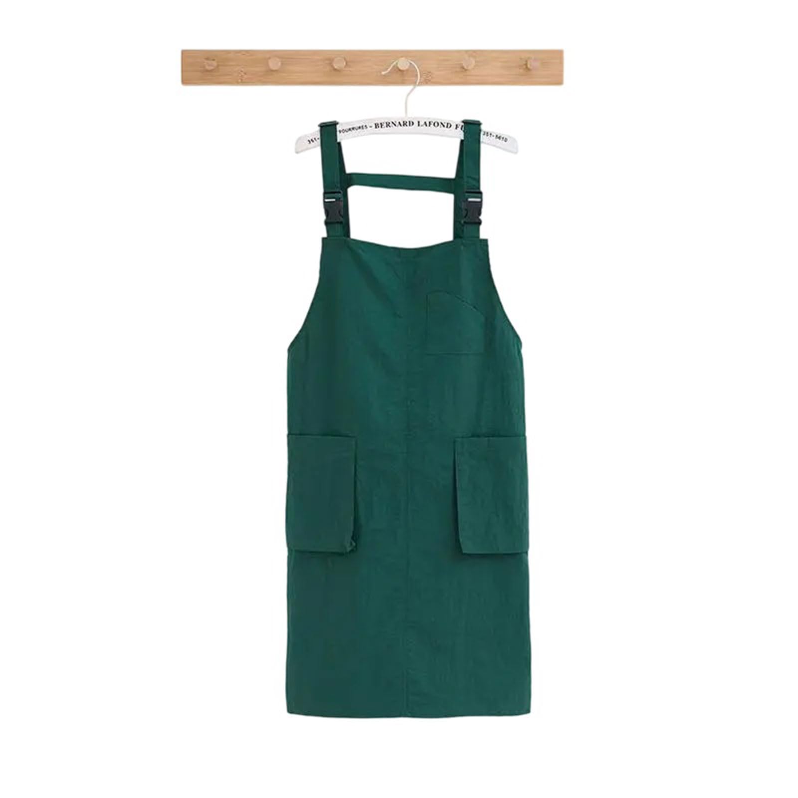 Grembiule da donna con fibbie regolabili, tinta unita, con tasche per cucinare, giardinaggio e barbiere