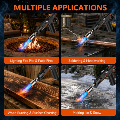 ARTFLAMM Torche au propane – Pistolet puissant pour barbecue et torche de cuisson – Lance-flammes réglable – Chalumeau culinaire pour sous vide, barbecue, feu de camp, bois de charbon de bois – vue 3