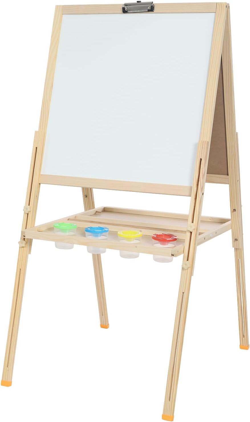 Art Easel for Kids Adjustable Standing Easel for Toddlers with Accessories, Magnetic Whiteboard & Chalkboard, Wooden Double Sided Drawing Board for Children, Beginners, Home, Classroom
