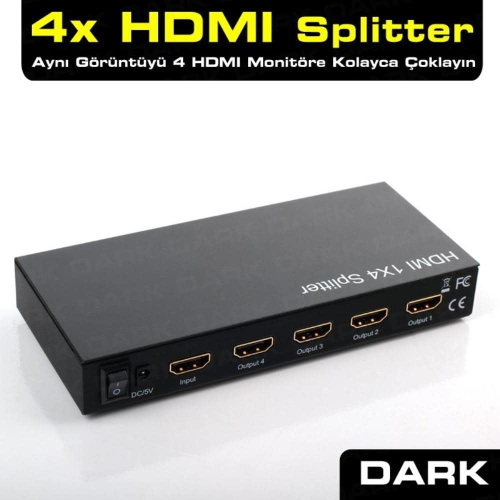 Dark Full HD 1 Giriş 4 Çıkışlı HDMI Splitter (Sinyal Çoğaltıcı) (DK-HD-SP4X1)