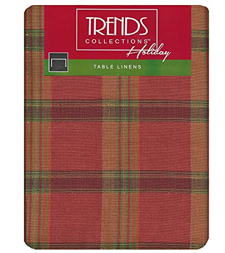 Lintex Country Cottage Shimmer Plaid Cotton Fabric Tablecloth - Country Rustic Earthtone Rust Plaid Easy Care Cotton Weave Tablecloth, 60” X 102” Oblong/Rectangle #TOP4