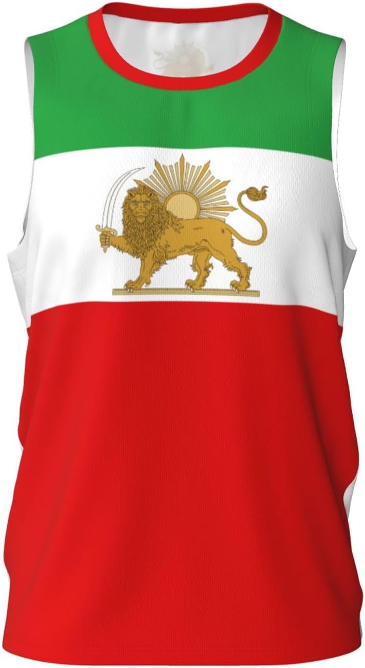 Emblem of Iran Lion and Sun Flag of Iran Basketball Jersey Sports Jerseys for Men Running Fitness Training Sleeveless T Shirt