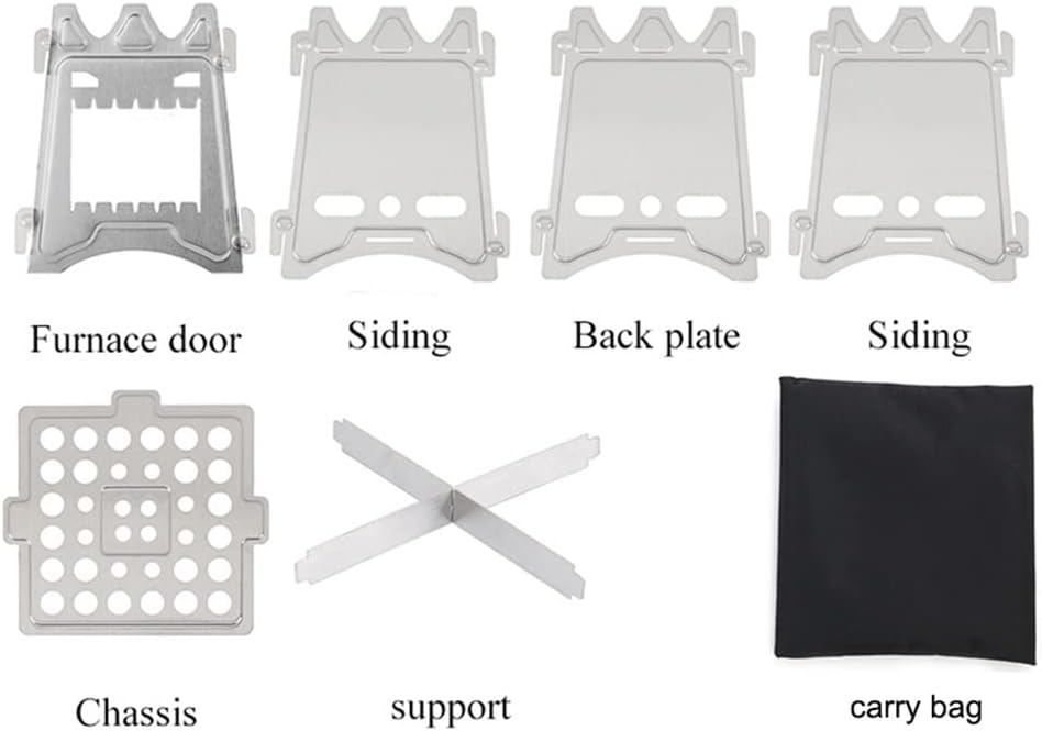 Camping Stove Stainless Steel Backpacking Potable Wood Burning Stoves for Picnic Bbq Camp Hiking