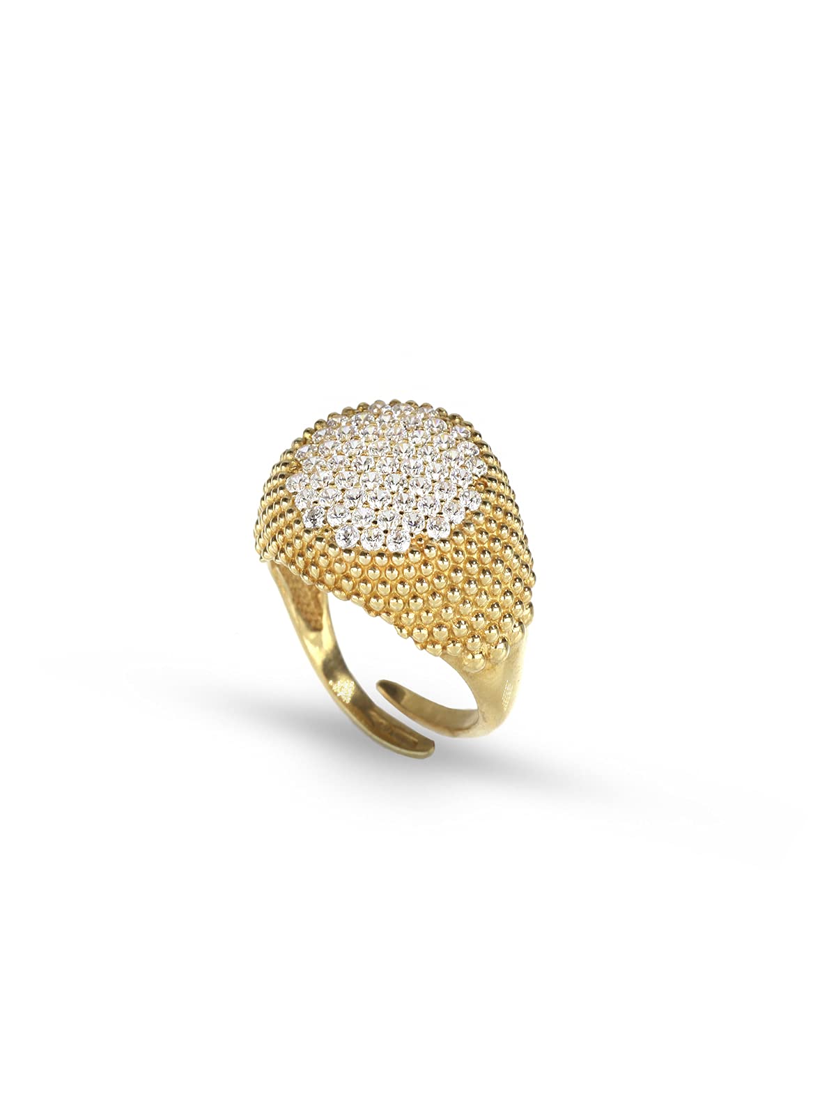 Anello Chevalier da Mignolo in Argento 925% Regolabile Pavé di Zirconi - Anello modello Giulia per Donna e Ragazza