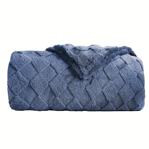 Eydna Blanket Queen Size 90"x90", All Season Use Lightweight AC Blanket for Bed & Sofa & Office & Camping & pet & Room, Ultra-Soft Checkerboard Pattern, Easy Care, Denim Blue