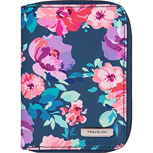Image of Travelon Rfid Blocking Passport Zip Wallet Passport Wallet, Blossom Floral, 4.5 inchW x 6 inchH x 0.75 inchD, Travelon Rfid Blocking Passport Zip Wallet
