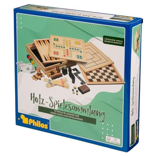 Philos 3098 - Holz-Spielesammlung, medium, mit 10 Spielmöglichkeiten
