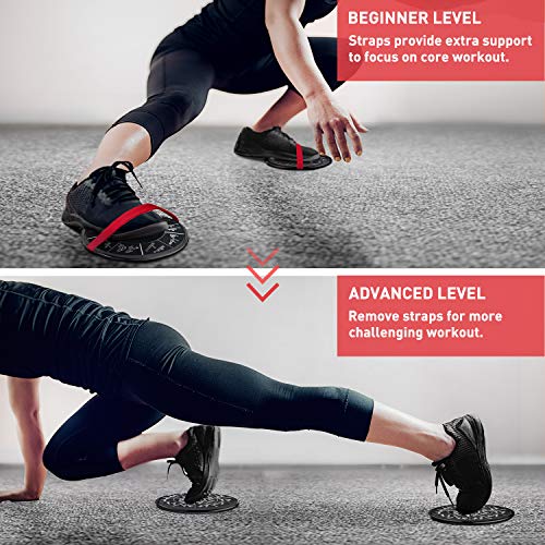 Amonax Core Sliders, Double Sided Gliding Discs with Straps. Ab Gliders for Core Exercise Fitness at Gym & Home, Dual Side Slider Strength Glider Pairs for Carpet, Wood, Tiled Floor - Image 4