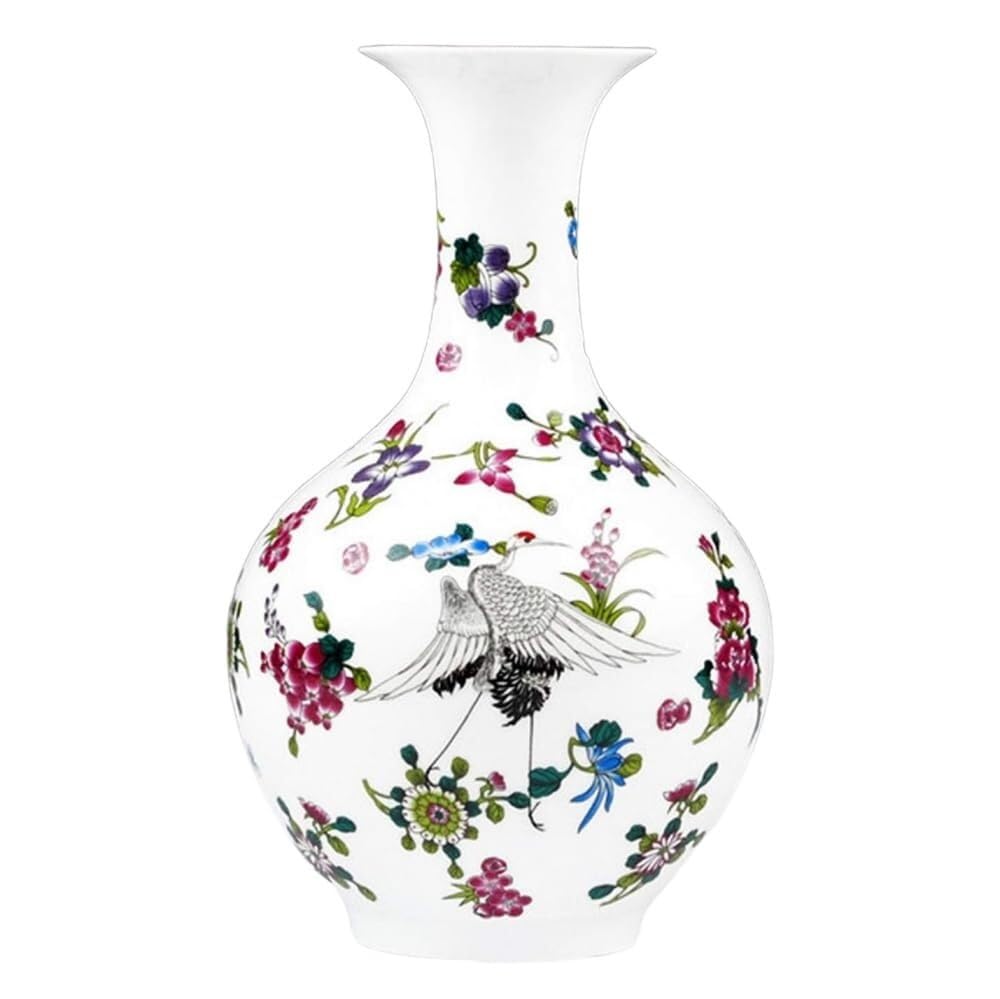 Vase lumineux avec fleurs et motifs d'oiseaux pour illuminer votre salon
