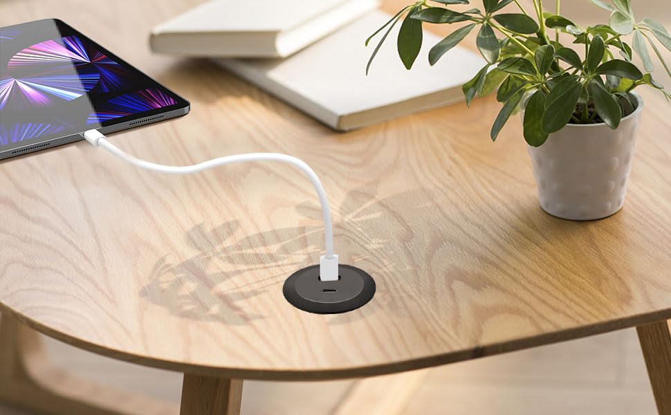 Image of Audiovan Charging Top for Your Home and Office Furniture (Black USB Grommet)