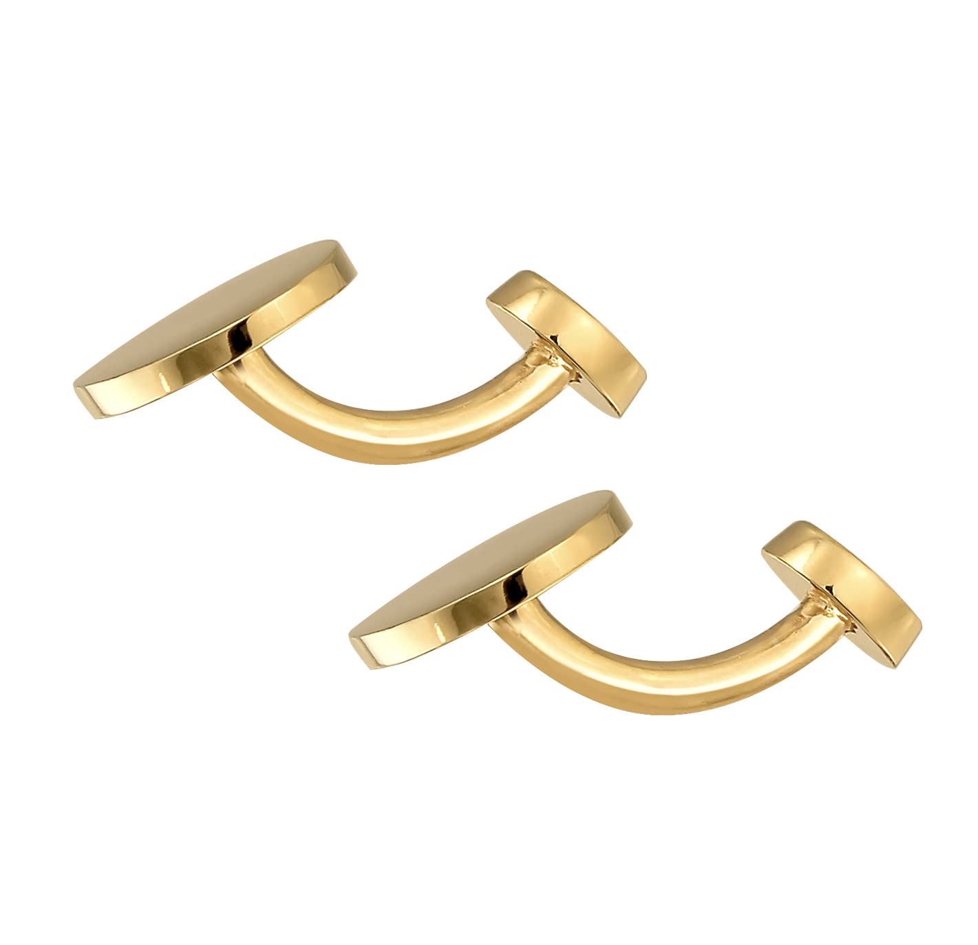 Kuzzoi Gemelos para hombre, diseño ovalado brillante, de plata de ley 925 chapada en oro, joyas clásicas para la camisa, regalo de boda y cumpleaños, Plata de ley