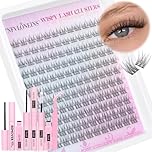 Wispy Cluster Lashes Kit Natural Individual Eyelashes Kit C Curl Lashes Individual Cluster 9-12MM Eyelash Clusters DIY Lash Extension Kit with Remover by TNFVLONEINS