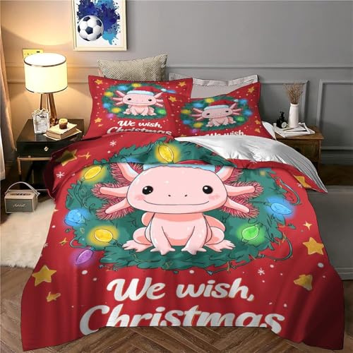 Parure de lit axolotl 135x200 en microfibre avec housse de couette de Noël