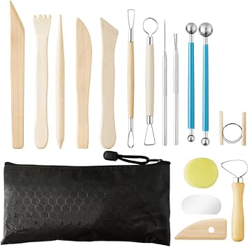Clay Carving Tools, Pottery Tools, Clay Tools, DIY Handmade Carving, Modeling, Spatula, Pottery, Crafts, Sculpture, Sculpture, Hobby Tools, Beginners, Students, Pottery, 17 Piece Set