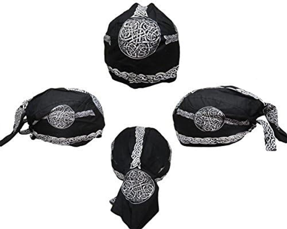AES Celtic Knots Black Grey Icovellavna Do Rag Doo Rag Skull Cap Head Wrap