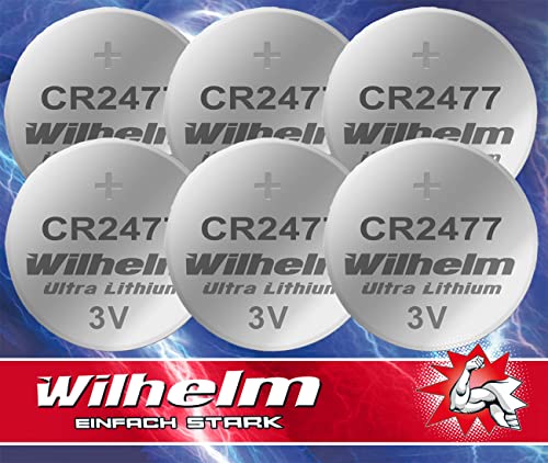 6 x CR2477 CR 2477 WILHELM Lithium Knopfzelle 3V 1070 mAh ø24 x 7,7 mm Batterie DL2477