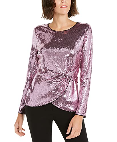 INC International Concepts INC Twisted Sequined Top French Rose Medium