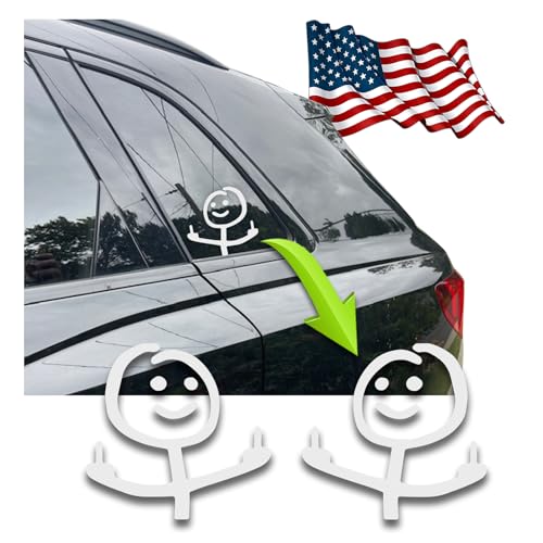 Image of Angry Stick Figure Person Middle Finger Funny Meme Car Sticker Decal Vinyl Graphic, 4 Pieces, White, 3.5 inches