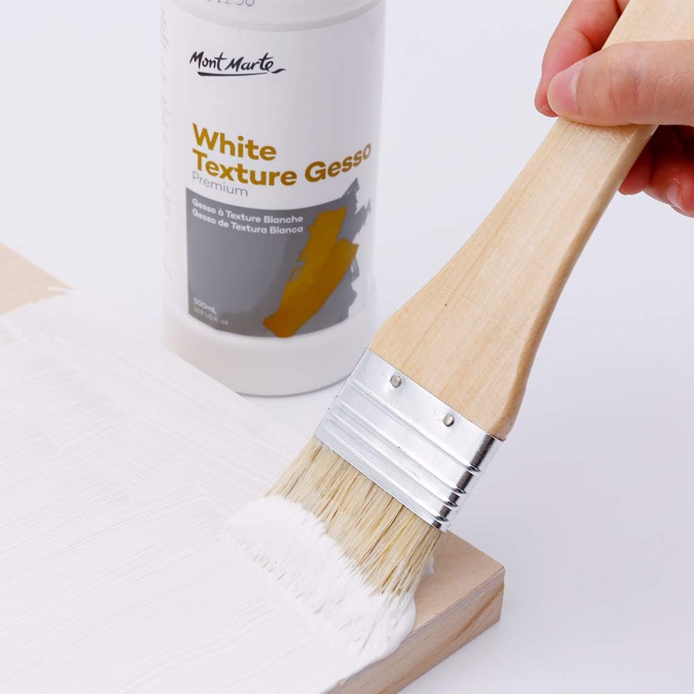 MONT MARTE Premium White Texture Gesso 16.9oz (500ml), Suitable for Acrylic Paint, Oil Paint, Color Pencils, Pastels, Graphite and Charcoal