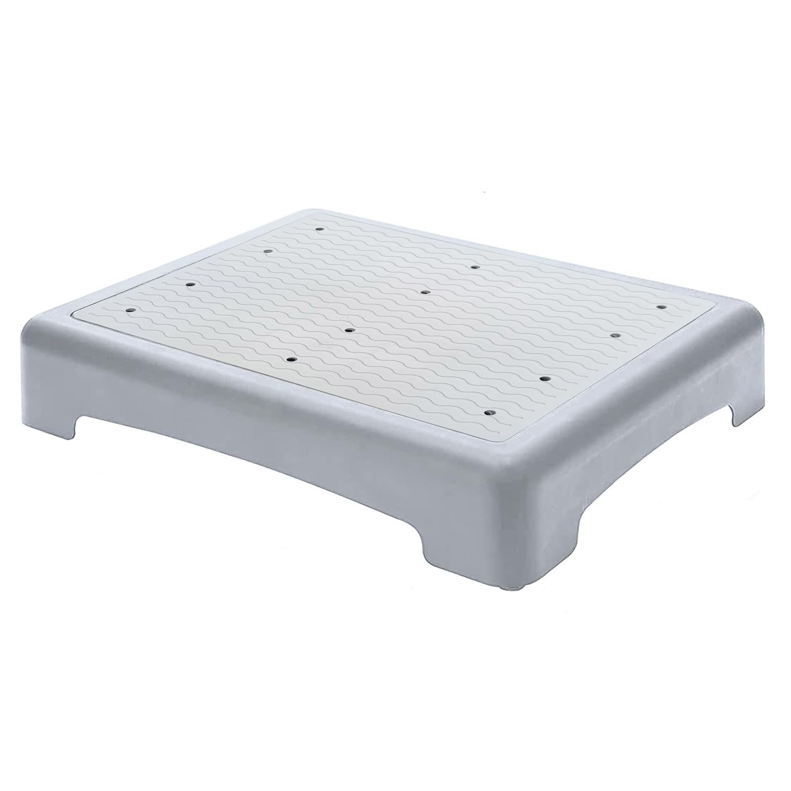 Sgabello Antiscivolo Mezzo Gradino Portatile per Anziani e Disabili, Mezzo Gradino Impilabile Interni Ed Esterni (Grigio)