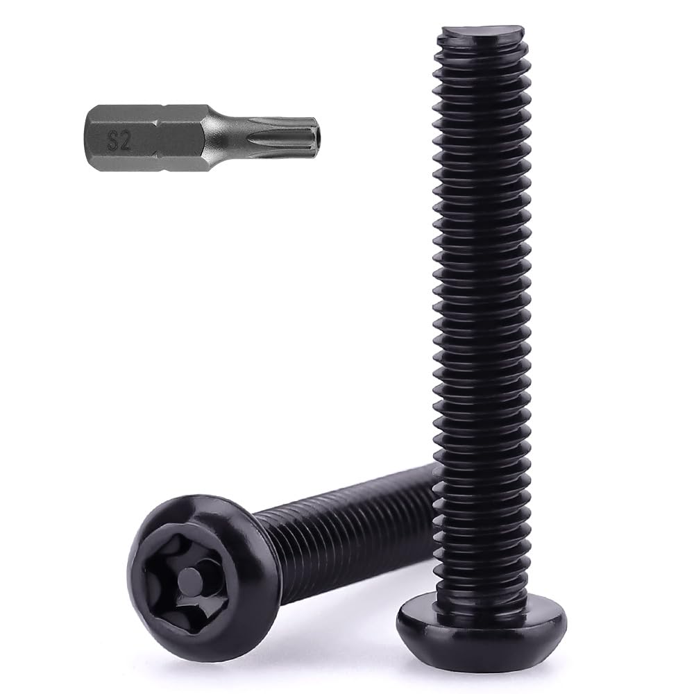(25 pcs) M6-1.0 x 35mm Button Head Torx Drive Machine Screws, Stainless Steel 304 (18-8) Security Screws, Anti-Theft Tamper Proof, Black Coated, T30