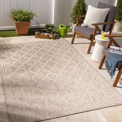 Livabliss Zakynthos wetterfest Outdoor Design 160x213 cm – Boho Stil für Balkon, Terrasse, Garten & Küche, pflegeleicht & langlebig – Beige