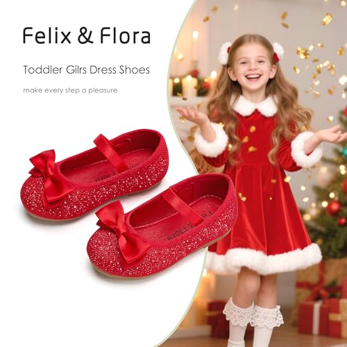 Image of Felix & Flora Toddler Flower Girl Dress Shoes - Girl Ballet Flats Party School Shoes Wedding