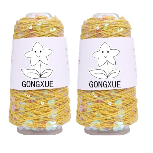 2 bolas de fio de algodão brilhante, acessórios de linha de lantejoulas Lurex tricotar em fio com br