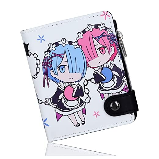 Roffatide Anime Re:Life in a Different World from Zero Carteras Mujeres de Cuero imitación Doble Pliegue Viaje Billetera Monederos Billeteros Slim Single Fold Billetera