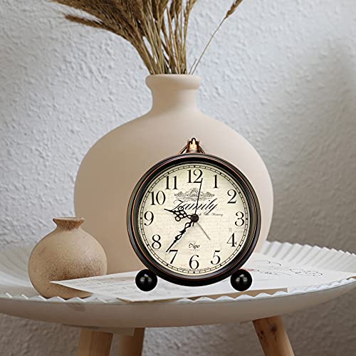 Cookadvan Vintage Alarm Clock, 5.2" European Style Classic Retro Small Silent Desk Clock, Battery Operated/Non-Ticking/Quartz Movement/Easy To Read, Suitable For Kids Bedroom Living Room (Black-2) #TOP7